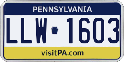 PA license plate LLW1603