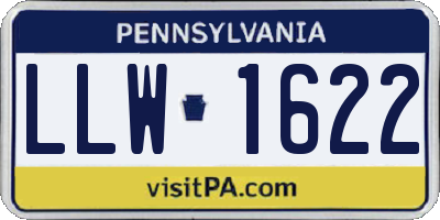 PA license plate LLW1622