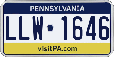 PA license plate LLW1646