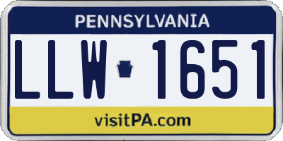PA license plate LLW1651