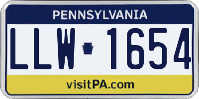 PA license plate LLW1654