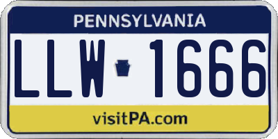 PA license plate LLW1666