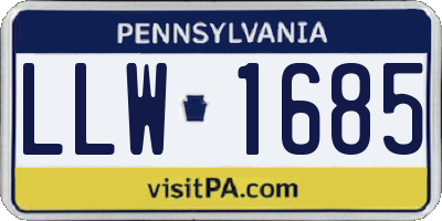 PA license plate LLW1685