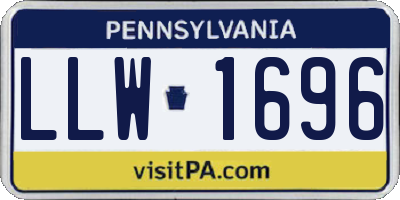 PA license plate LLW1696
