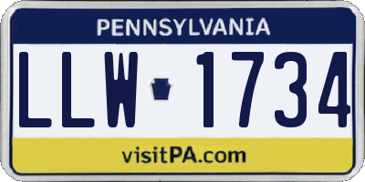 PA license plate LLW1734