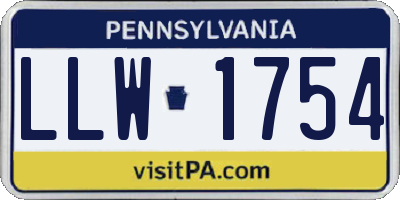 PA license plate LLW1754