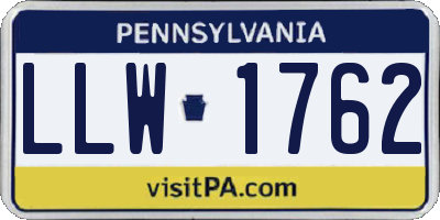 PA license plate LLW1762