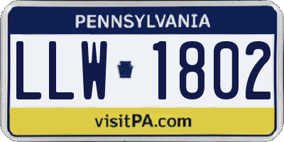 PA license plate LLW1802