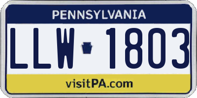 PA license plate LLW1803
