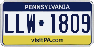 PA license plate LLW1809