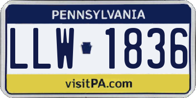 PA license plate LLW1836