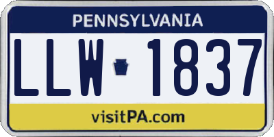 PA license plate LLW1837