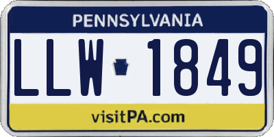 PA license plate LLW1849