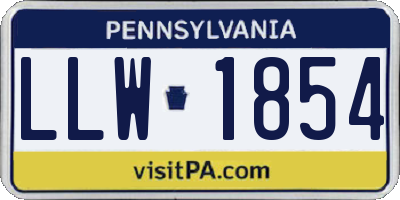 PA license plate LLW1854