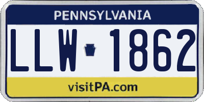 PA license plate LLW1862