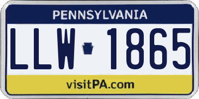 PA license plate LLW1865