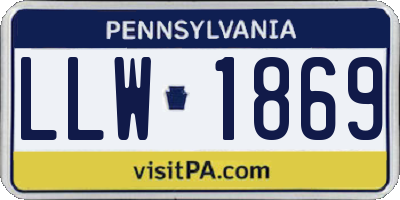 PA license plate LLW1869