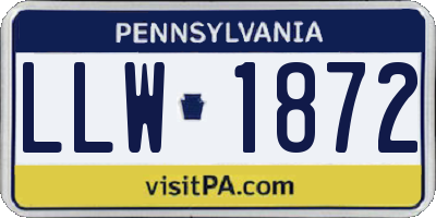 PA license plate LLW1872