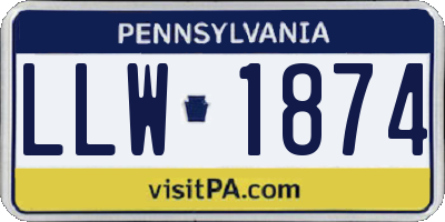 PA license plate LLW1874