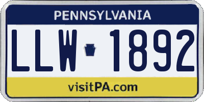PA license plate LLW1892