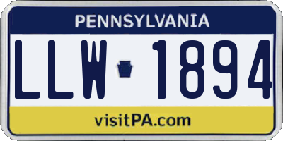 PA license plate LLW1894