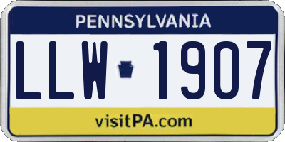 PA license plate LLW1907