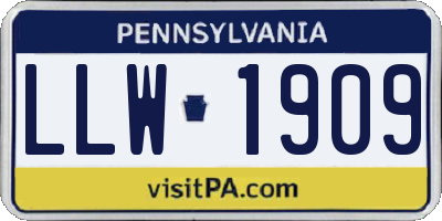PA license plate LLW1909