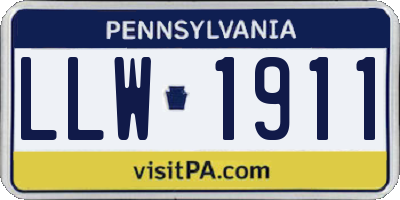 PA license plate LLW1911
