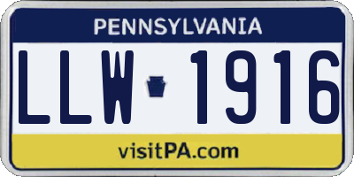 PA license plate LLW1916