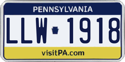 PA license plate LLW1918