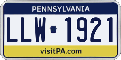PA license plate LLW1921