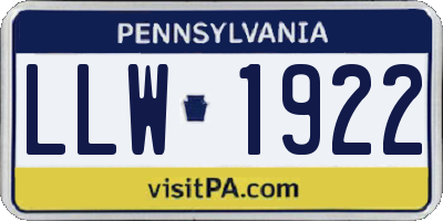 PA license plate LLW1922