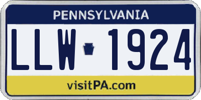 PA license plate LLW1924
