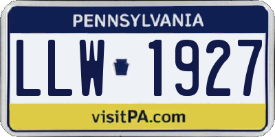 PA license plate LLW1927