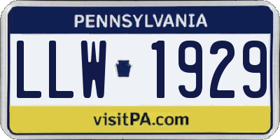PA license plate LLW1929