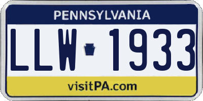 PA license plate LLW1933