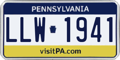 PA license plate LLW1941