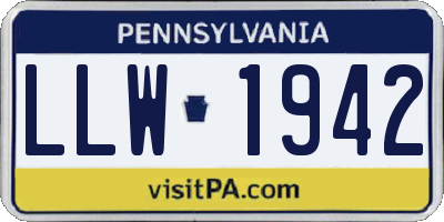 PA license plate LLW1942