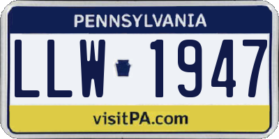 PA license plate LLW1947