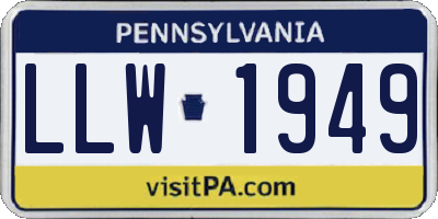 PA license plate LLW1949