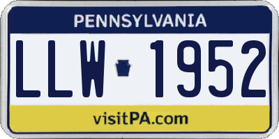 PA license plate LLW1952