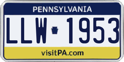 PA license plate LLW1953