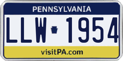 PA license plate LLW1954