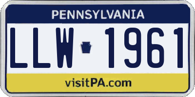 PA license plate LLW1961