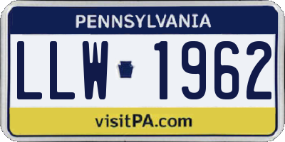 PA license plate LLW1962