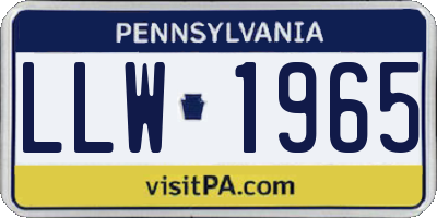 PA license plate LLW1965