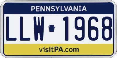 PA license plate LLW1968