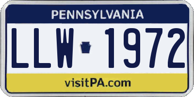 PA license plate LLW1972