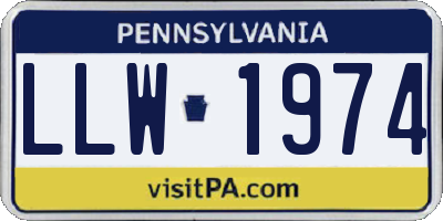 PA license plate LLW1974
