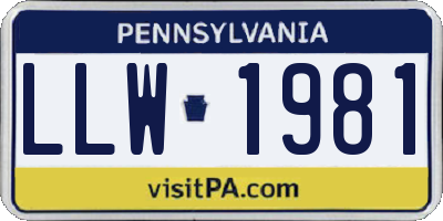 PA license plate LLW1981